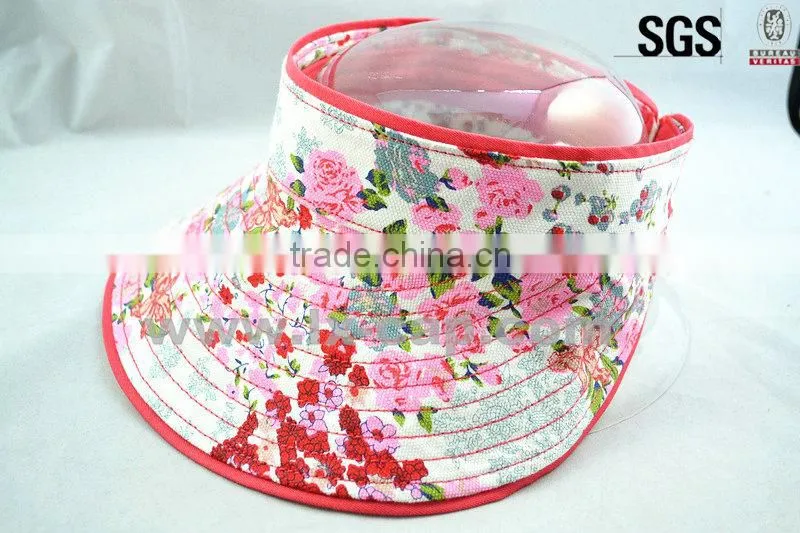 Contrast color cotton embroidered clip-on sun visor cap