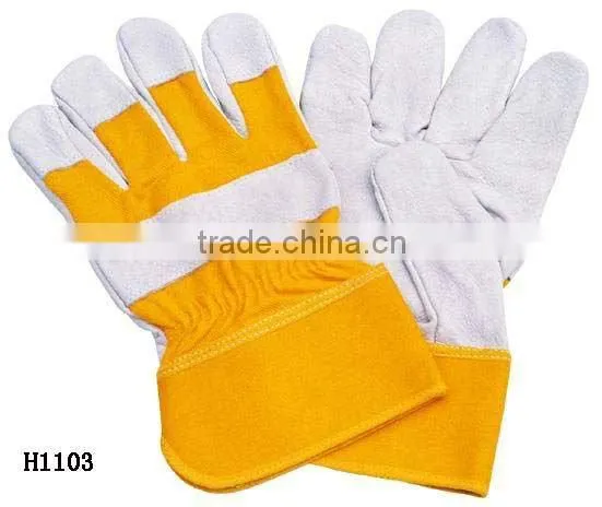 Grey cow split leather gloves ,alcohol