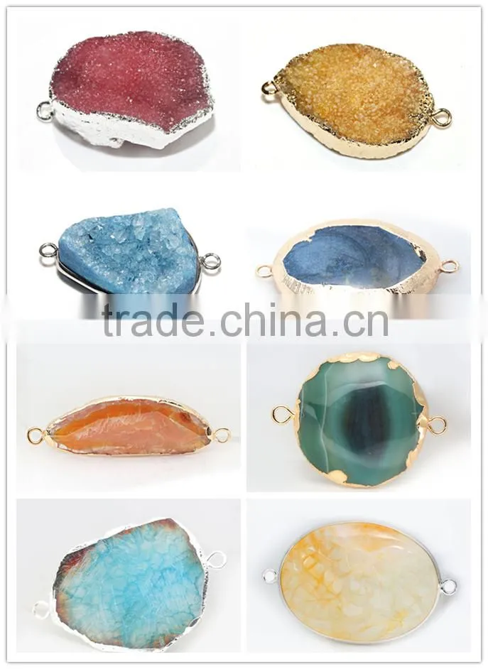Alibaba China direct gemstone jewelry natural Madagascar agate handmade clay glue crystal pendant