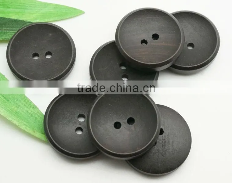 2 Holes Black Painted Wood Coat Buttons