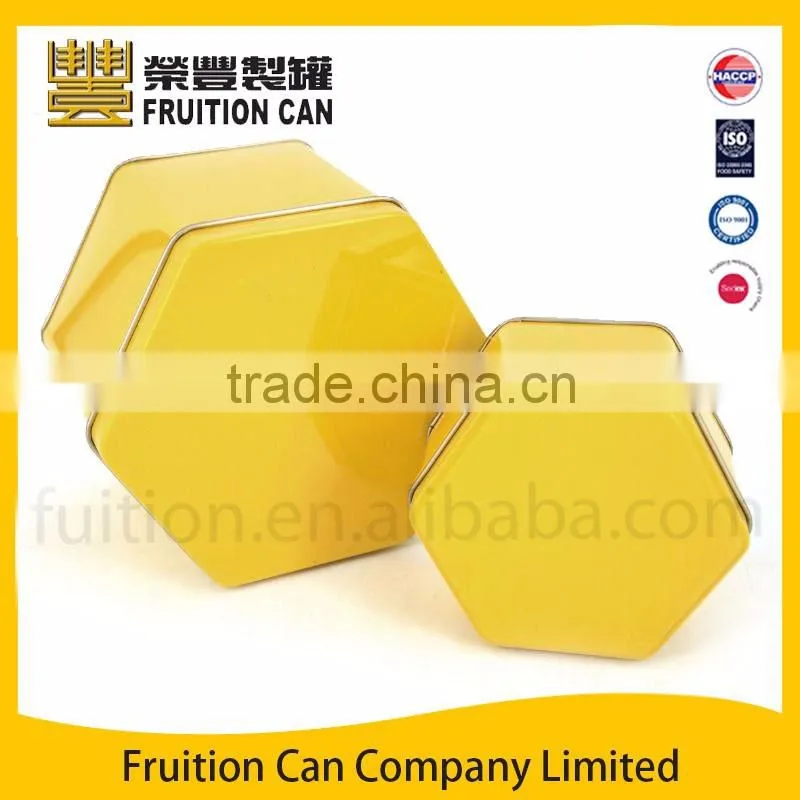 Hexagon tin can metal tin box Use cookie tin Coffee tin tea tin