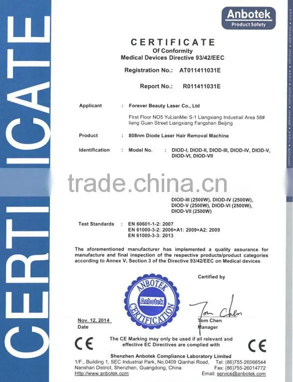 SHR 808nm laser diode bar hair removal