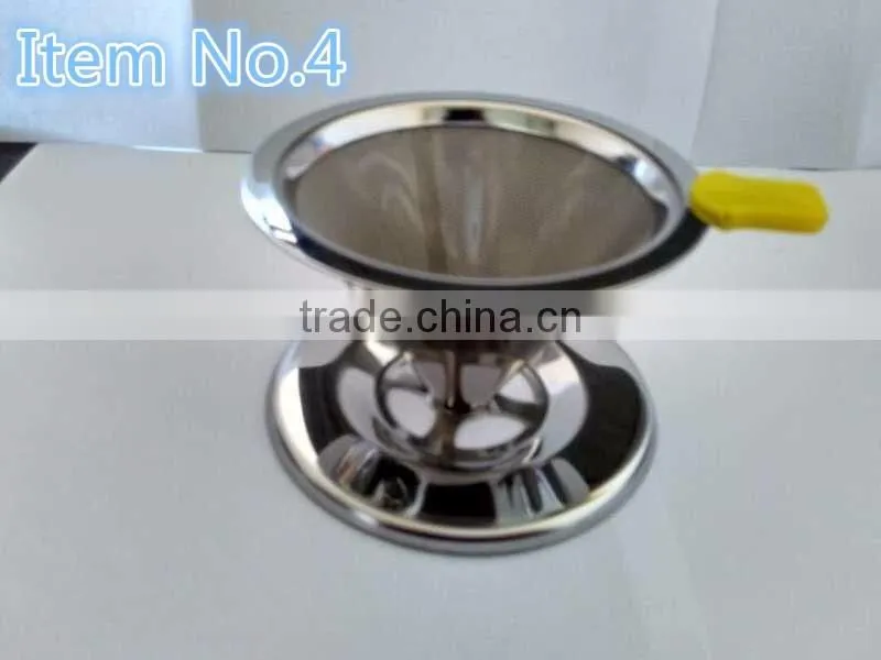 supreme stainless steel pour over coffee dripper/reusable coffee filter/camping coffee maker