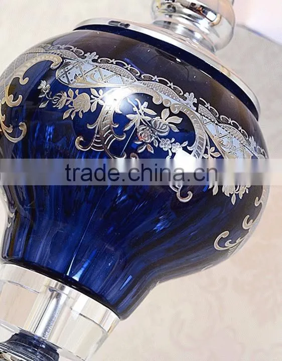 Blue color artistic glass silver plated hardware base floor lamp