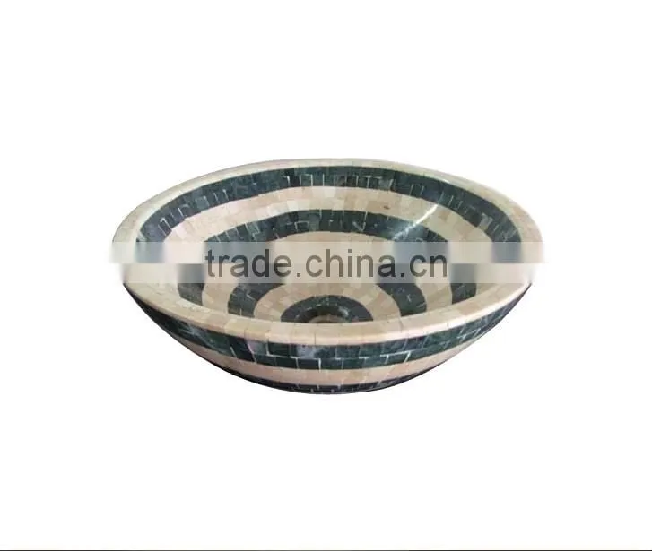 Crema marfil marble mix green onyx mosaic vessel sink