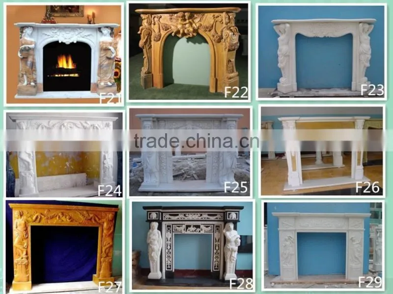 Brown polished marble fireplace for home decoration