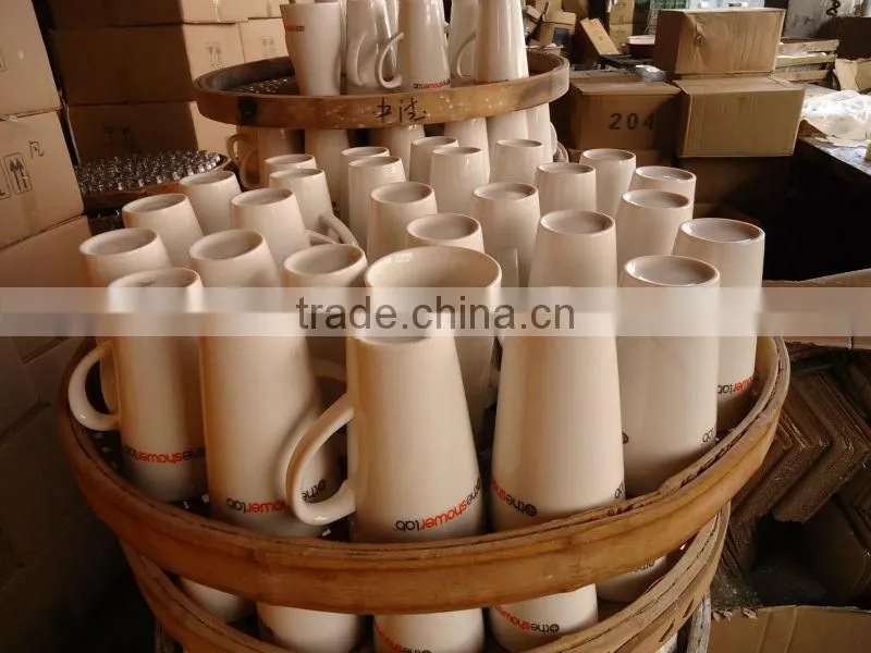 beige porcelain 6oz beer mug with custom design for promotions