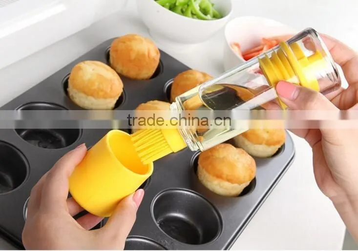 CY129 Olive Oil Vinegar Dispenser Bottle Basting Brush Pour Baste Store Space Saver Salad Dressing Cruet Food Storage Container