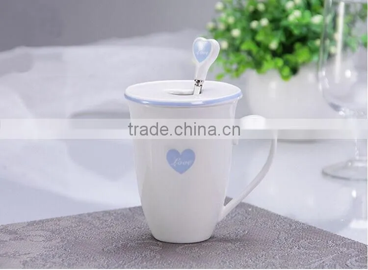 ceramic heart shaped tea cup with spoon & lid,Love Shape Ceramic Coffee Mug with Lid and Spoon Household
