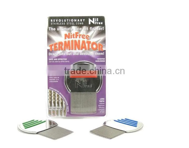 Stainless steel lice comb with plasic holder/ Anti lice comb / Metal lice comb