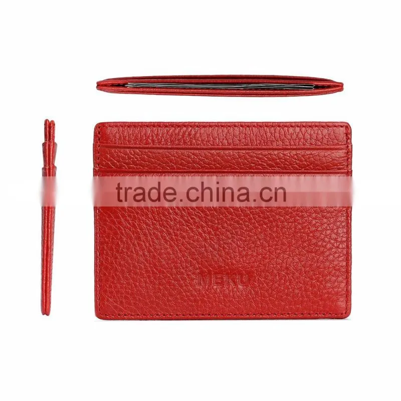 Utral Slim genuine Leather Wallet Credit Card Case Sleeve Card Holder With ID Window