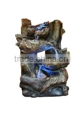 Tiered Log Statue Fountain With LED Lights