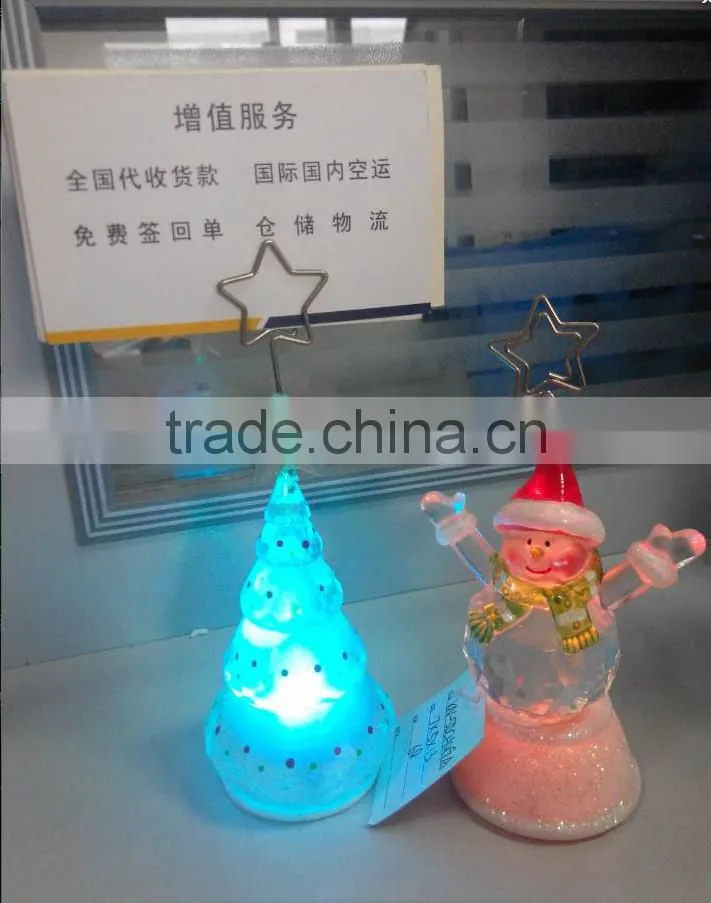 led acrylic plastic mini tree snowman business card holder