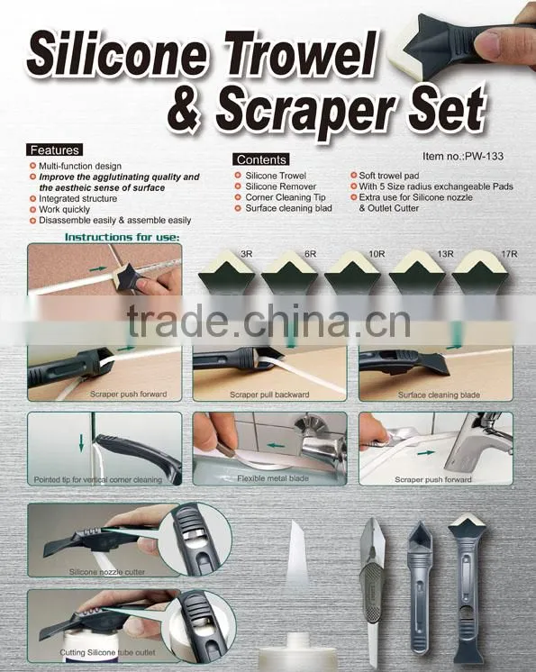 Plastic Silicone Trowel & Scraper Set