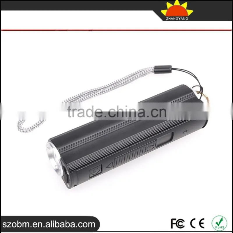 Wholesale OEM Multi-fonction Aluminium Alloy USB Rechargeable LED Flashlight Torch