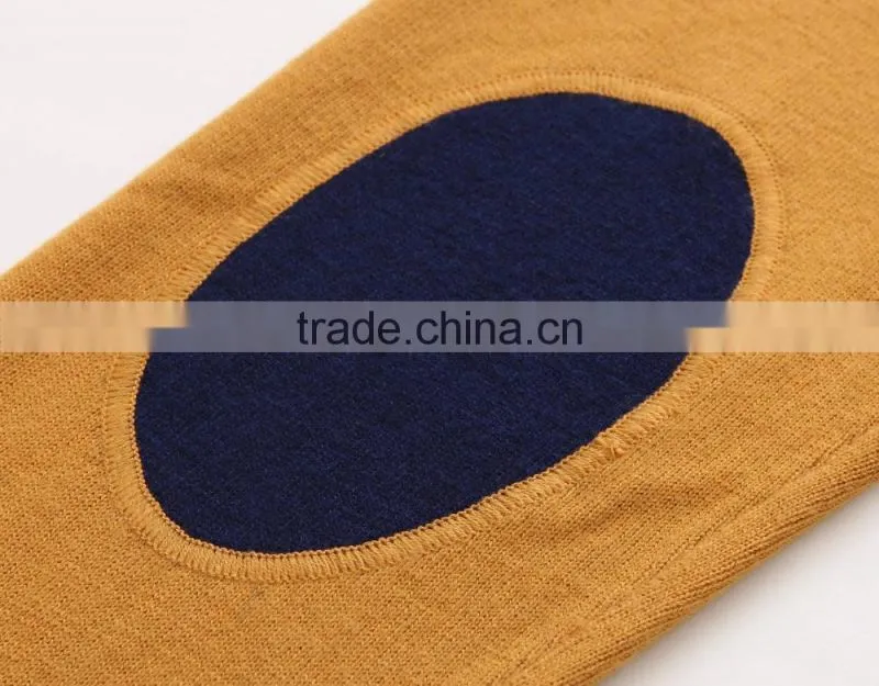 100% fine wool men's yellow cardigan with pattern