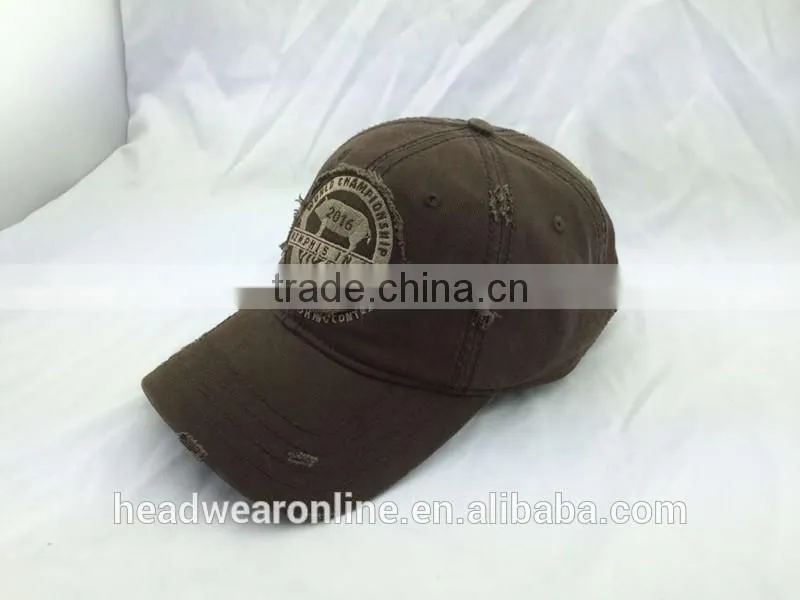 Custom Washed Distressed Leisure Baseball Caps with Embroidery Patch