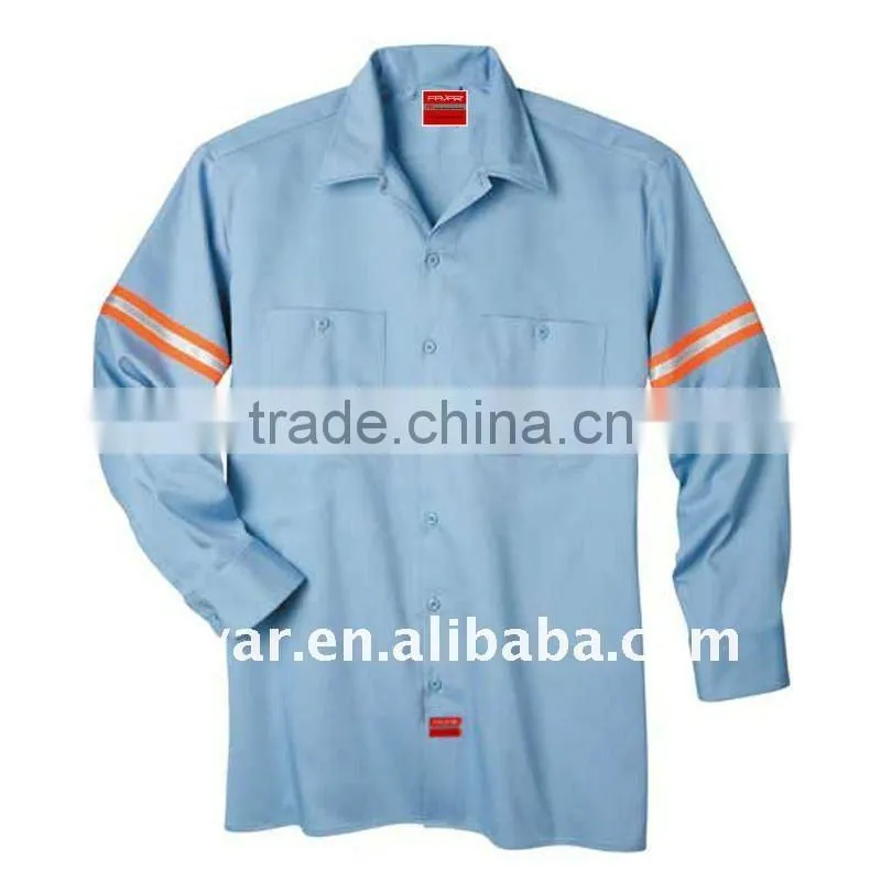 TC Men's High Visibility mechanic Safety Shirts Fluo Orange Flame Resistant Work Shirts