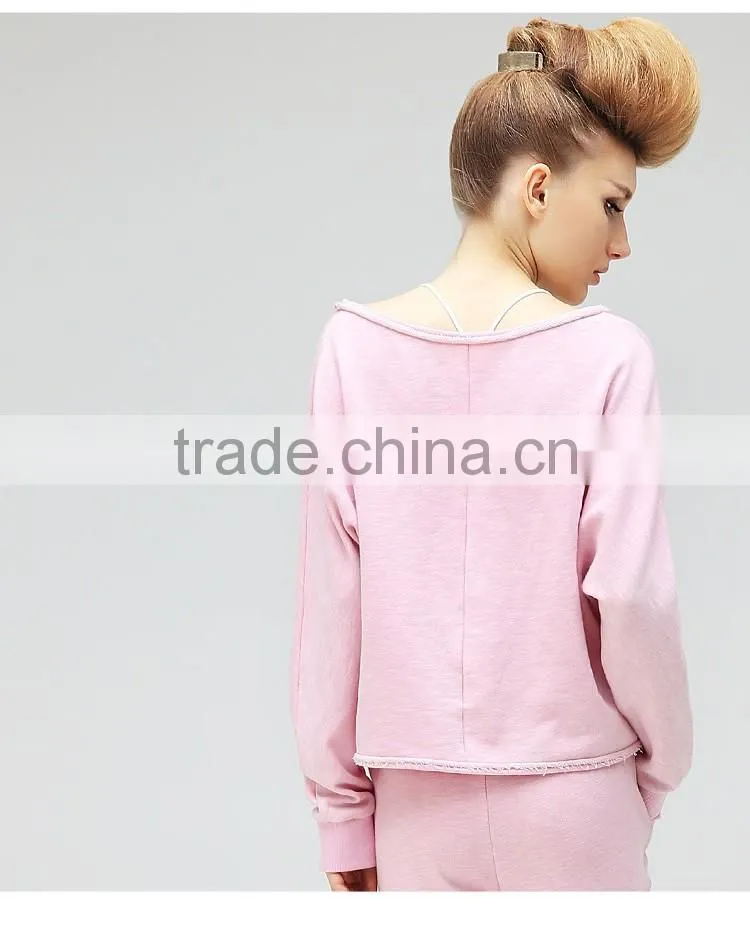2016 fashion spring sets thin fleece/new sport loose bomber pull over fleece/big collar pink rose fleece