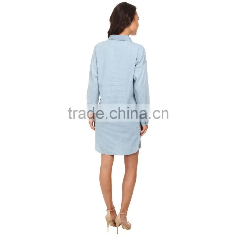 wholesale Long Sleeved denim dress patterns