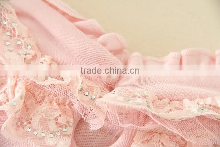 child one piece undershirts long sleeves top for girls baby pink and white long sleeves T-shirts for autumn