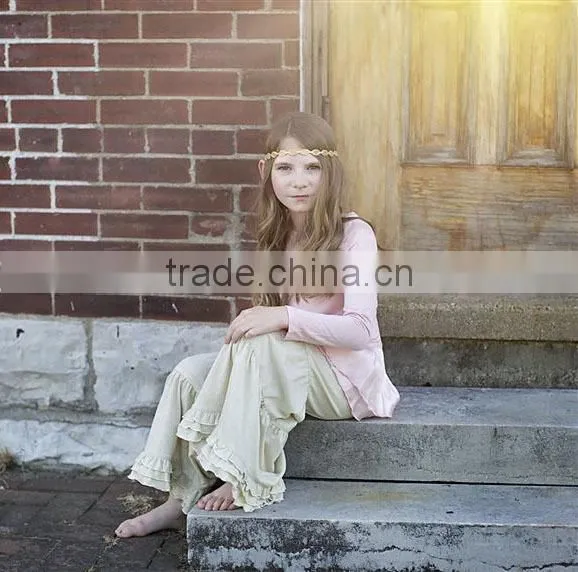 Gold Shimmer Knit Wide Leg Ruffle Pant Girls Winter Boutique Cotton Giggle Moon Remake Outfits