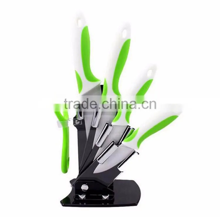 2017 New High Quality Bamboo Handle Ceramic Knife Blade Black Suit Exquisite Kitchen Knife With Holder