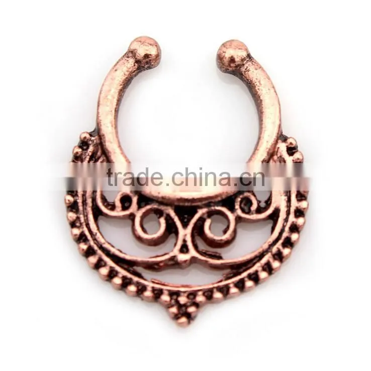 2017 Septum Clicker,Fake Septum Ring,Nose Ring Body Piercing Jewelry with Gems