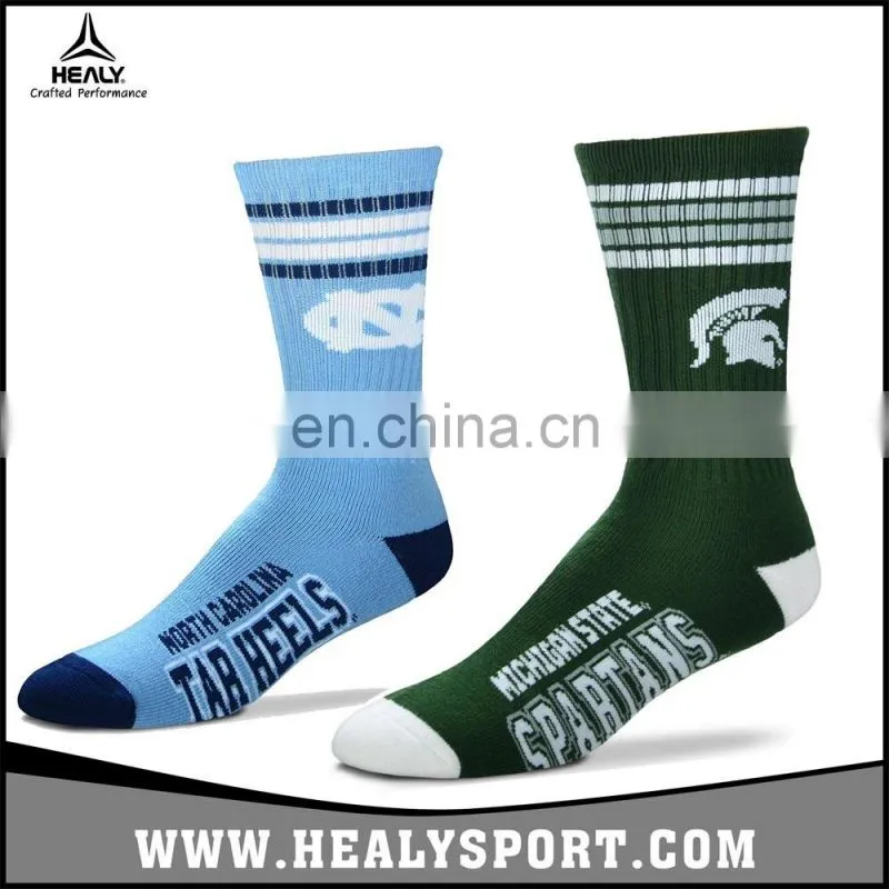 Hot sale custom NCAA rugby team protect leg Texas sport Knitting Stripe Socks