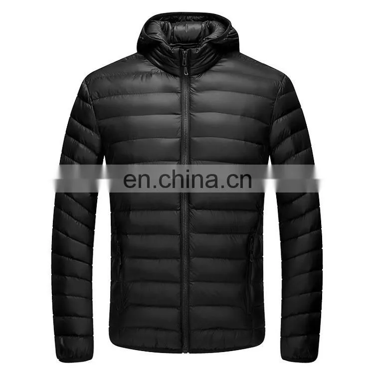Unisex lightweight nylon shell down jacket with warmer hood