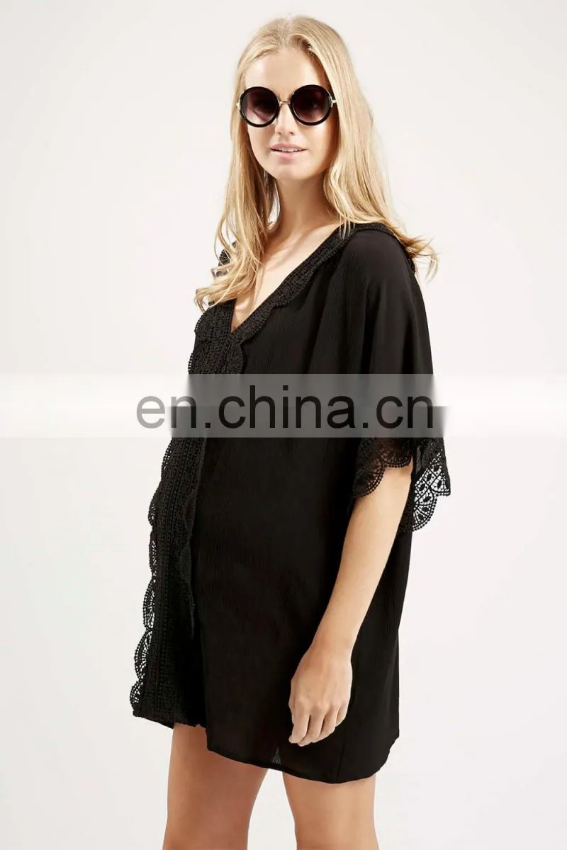 Lace Trim Kaftan Max Fashion Maternity Shirts