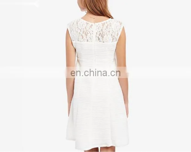 Zippy Clothing Manufacturer A-line Silhouette Short Sleeve Day Life White Maternity Lace-Trim Dress China Supplier