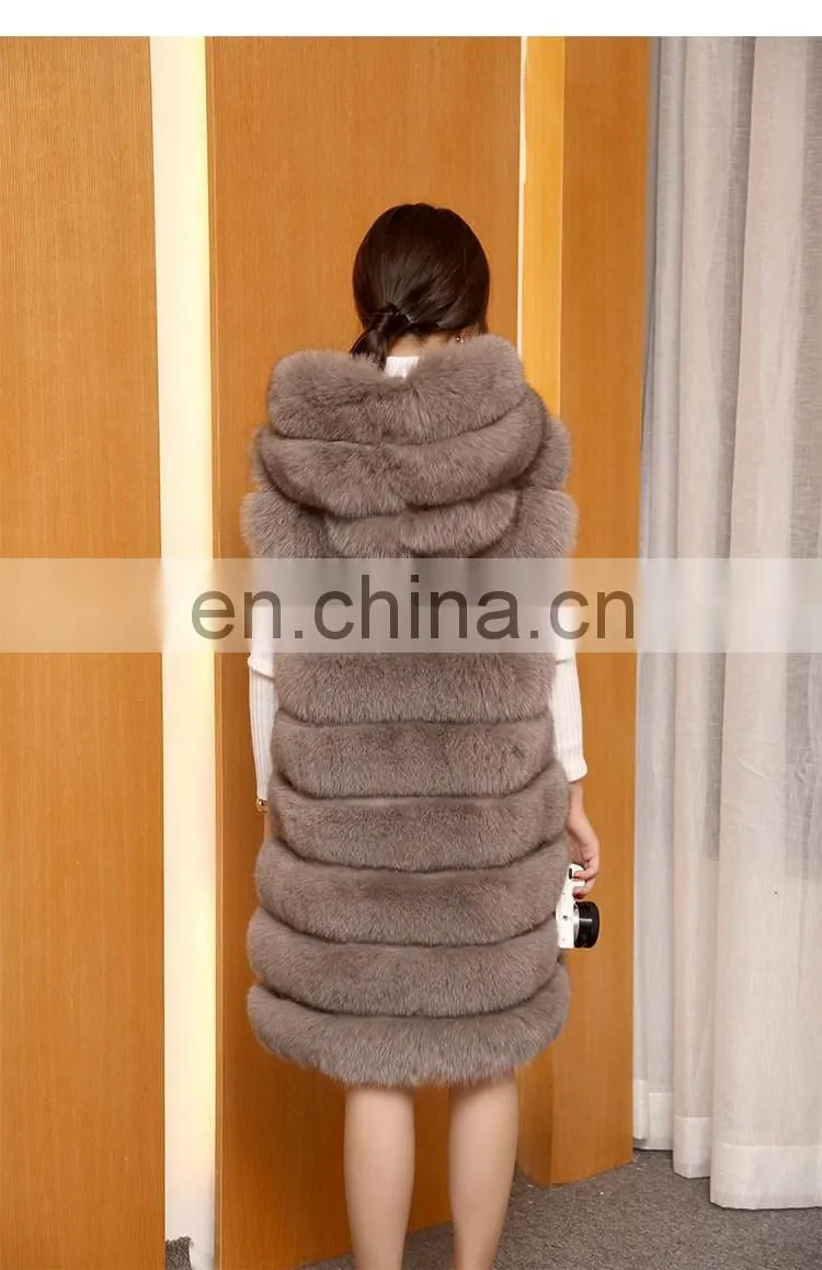 2015 Top Quality Lovely Fur Vests Women Outer Wear Vest Real Blue Fox Fur Coat China