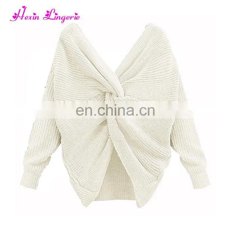 Guangzhou factory white long sleeves cashemere 100% latest design ladies sweater