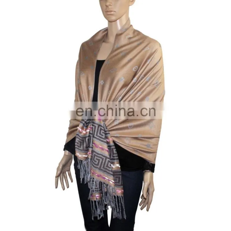 Factory directly pashmina shawl in tassel shawl for women