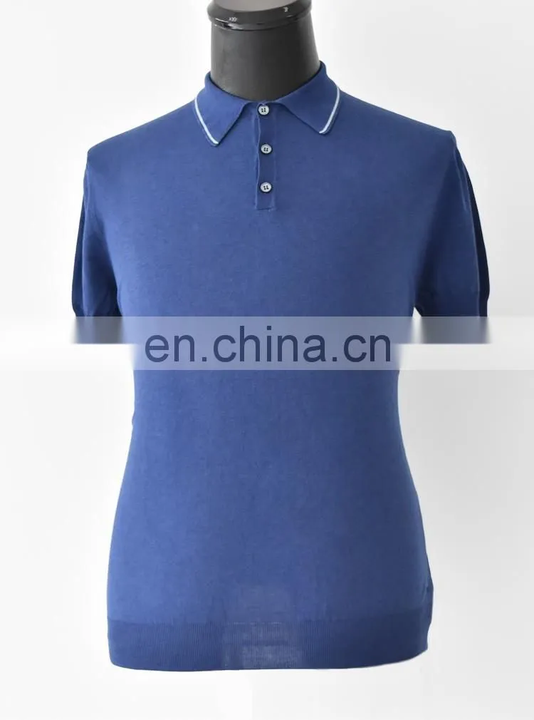 Fashionable men knitted cotton polo shirt