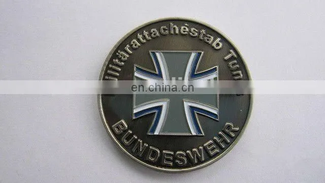Wholesale metal epoxy soft enamel coin with gold plating