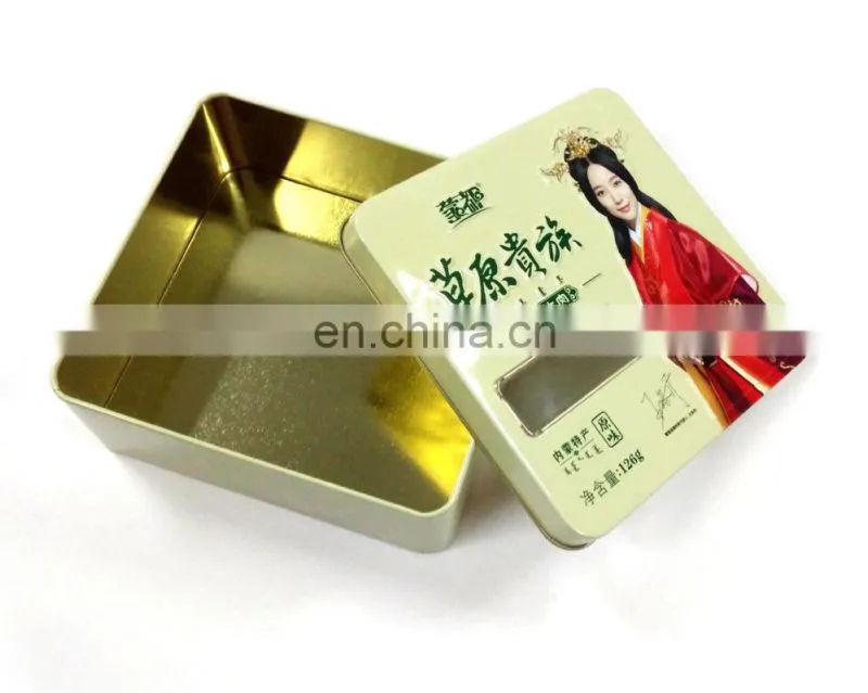 Mongolian sliced dried beef metal tin box with window