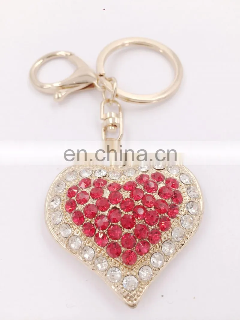 Heart Shaped Crystal Rhinestone Handbag Keyfob Pendant Keychain