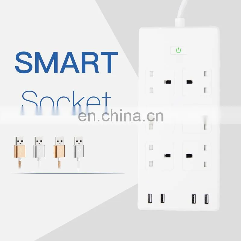 FRANKEVER iPhone Android Smartphone Control 6AC Electric Outlets WiFi Smart White Power Strip With 4 USB Charging Ports