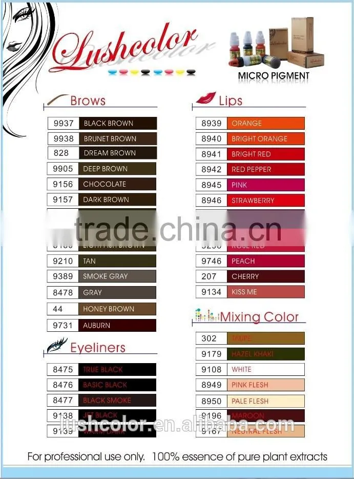 High Quality Lushcolor permanent makeup pigment tattoo ink