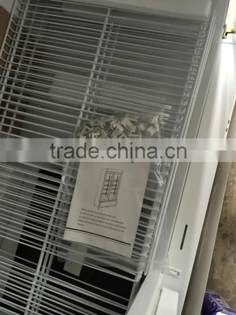 Double doors glass soft drink display refrigerator showcase