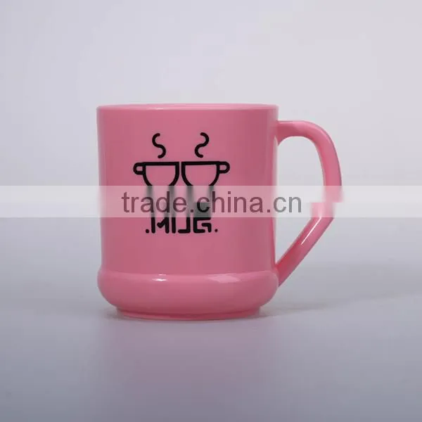 Plastic funny printed red coffee cups with handle