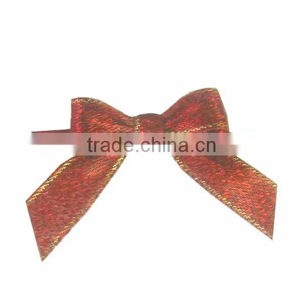 China supplier polyester pre tie/satin ribbon bow with wire twist