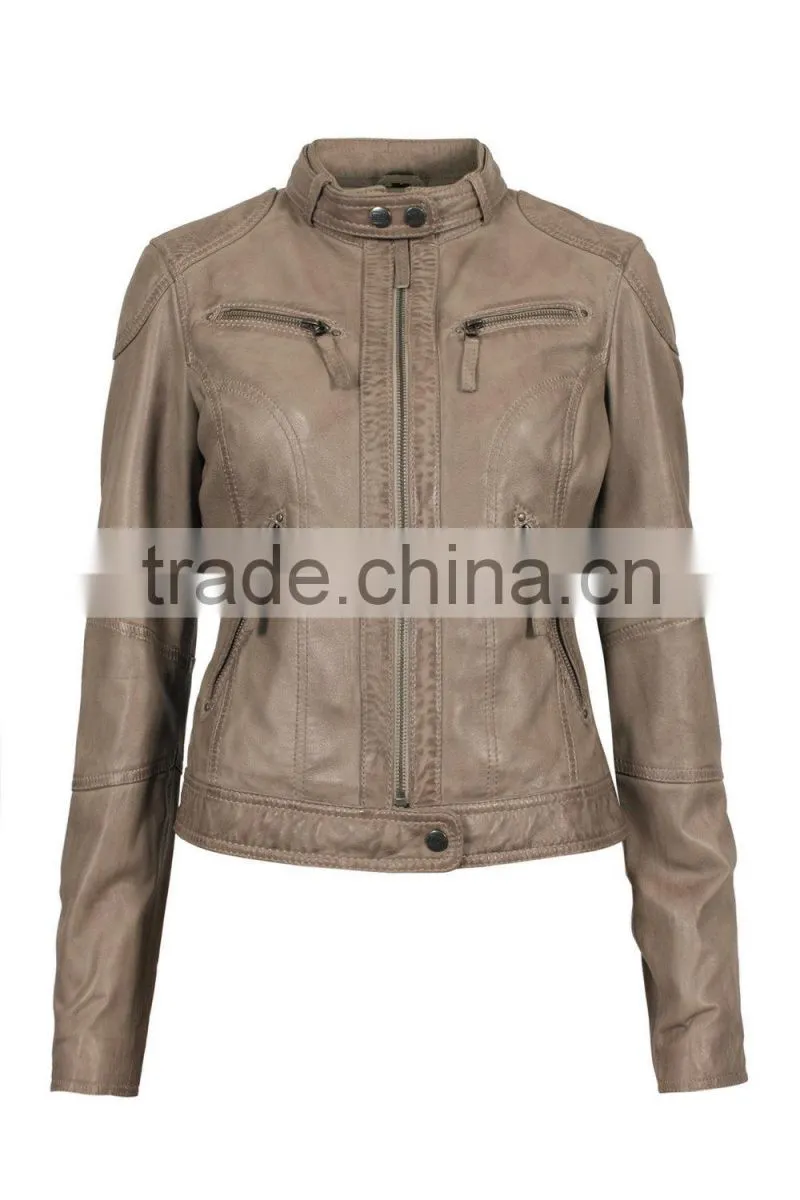 european fashion style leather jacket for women