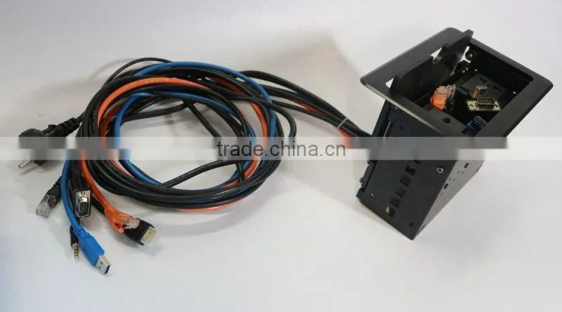 BW Audiovisual Office Furniture Wire Box For Table Top/Desk Power Outlet Box With Cables