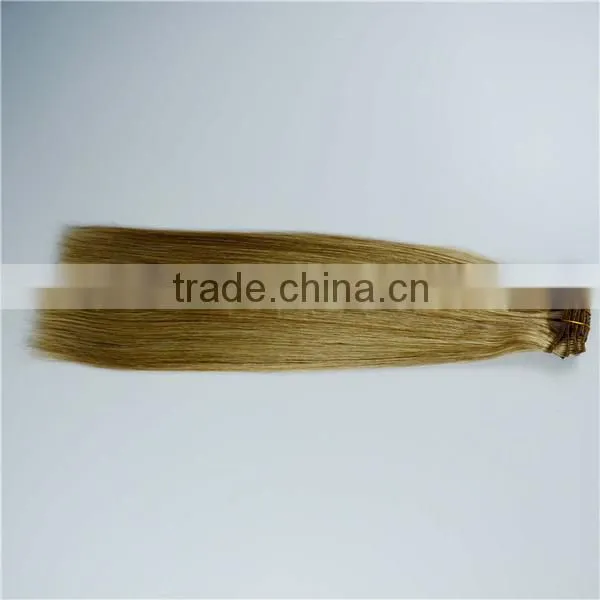 Supply mongolian hair russian hair double weft clip in human hair extensions 300g