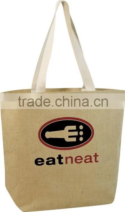 eco-friendly jute shopping bag for food with your logo