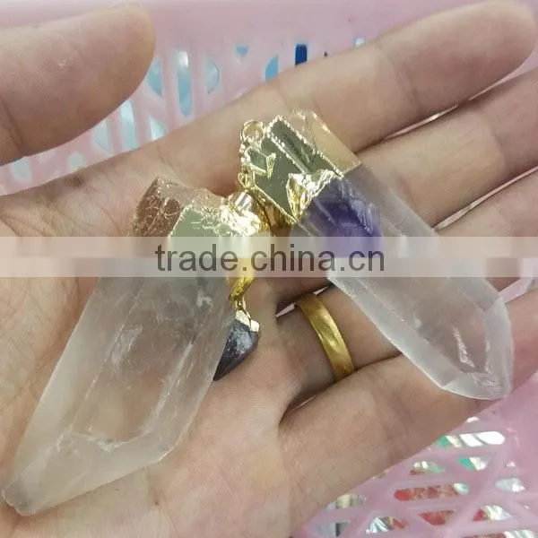 JF6923 Gold Plated Natural Turquoise Point Spike Pendants