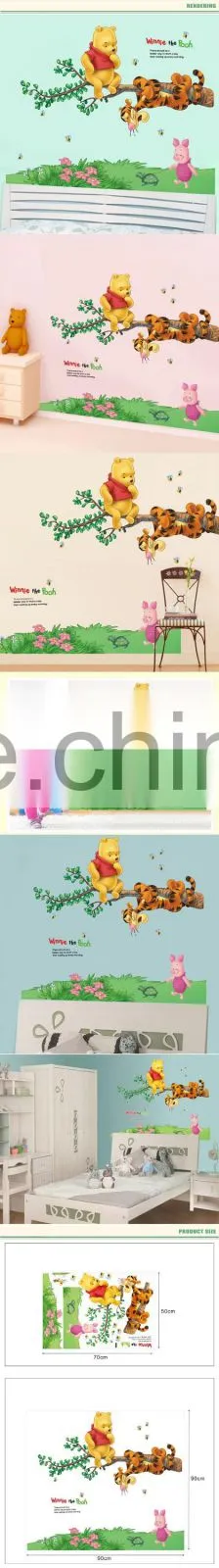 2016 PVC Wall Decor Decorative Removable Winnie the pooh wall stickers for kids